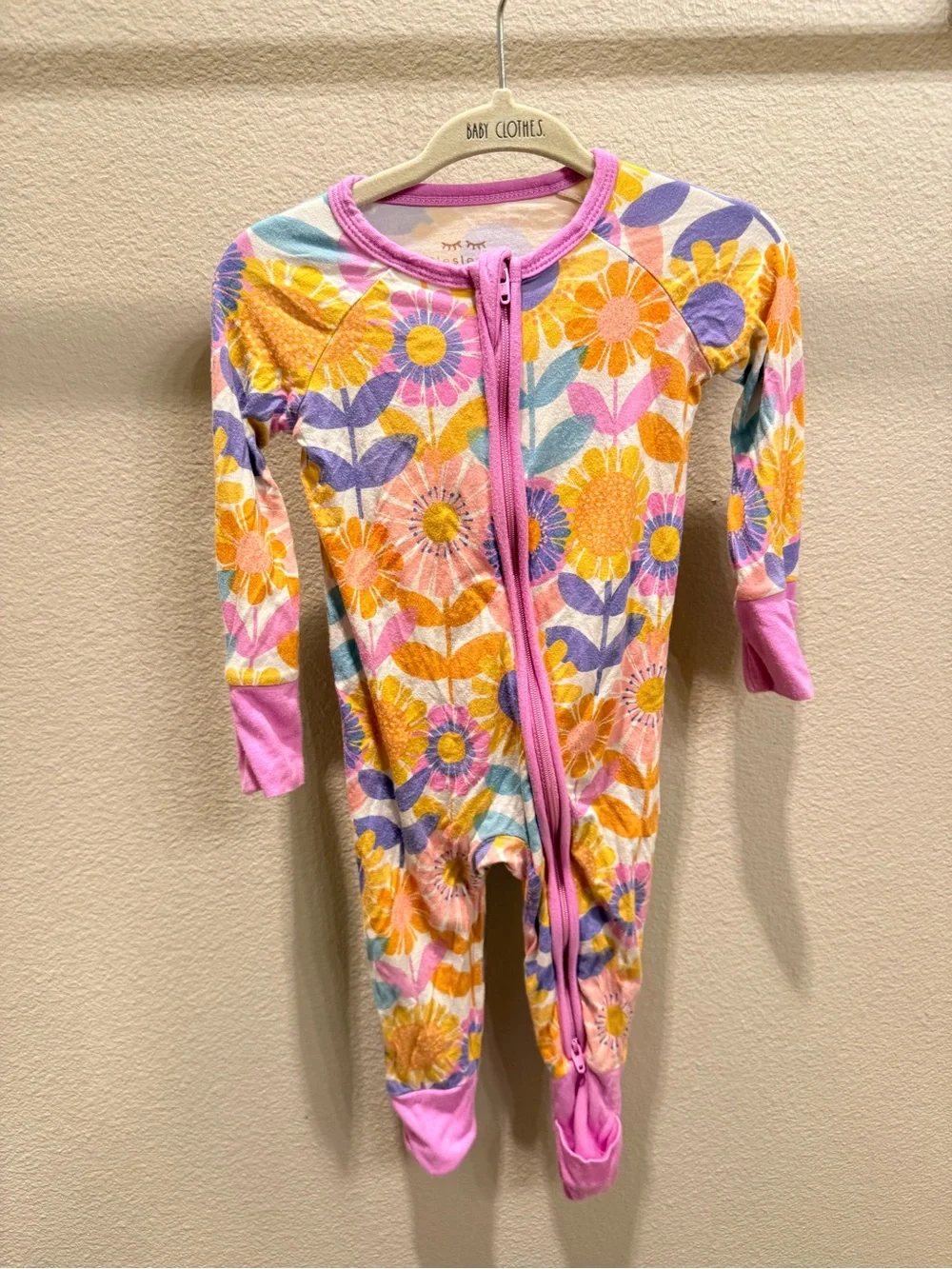 Little Sleepies Pink, Purple & Yellow Floral Zip Footed One-Piece